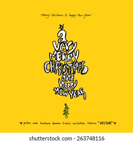 Hand drawn Christmas poster - vector
