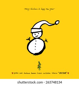 Hand drawn Christmas poster - vector