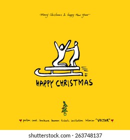 Hand drawn Christmas poster - vector