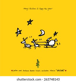 Hand drawn Christmas poster - vector