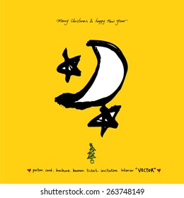 Hand drawn Christmas poster - vector