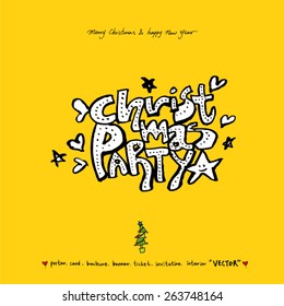 Hand drawn Christmas poster - vector