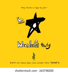 Hand drawn Christmas poster - vector