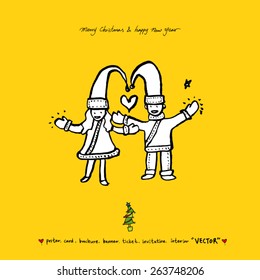 Hand drawn Christmas poster - vector