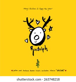 Hand drawn Christmas poster - vector