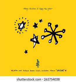 Hand drawn Christmas poster - vector