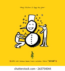 Hand drawn Christmas poster - vector