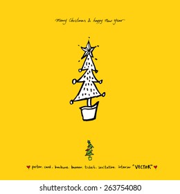 Hand drawn Christmas poster - vector