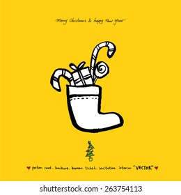 Hand drawn Christmas poster - vector