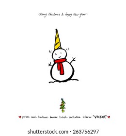 Hand drawn Christmas poster - vector