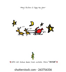 Hand drawn Christmas poster - vector