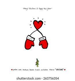 Hand drawn Christmas poster - vector
