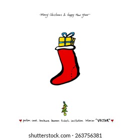 Hand drawn Christmas poster - vector