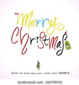 Hand drawn Christmas poster - vector