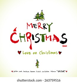 Hand drawn Christmas poster - vector