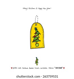 Hand drawn Christmas poster - vector