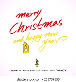 Hand drawn Christmas poster - vector