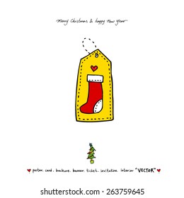 Hand drawn Christmas poster - vector