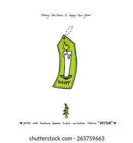 Hand drawn Christmas poster - vector
