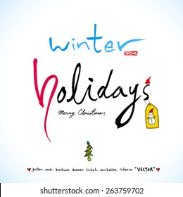 Hand drawn Christmas poster - vector