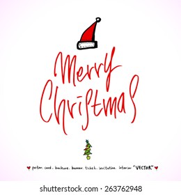 Hand drawn Christmas poster - vector