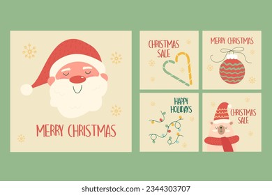 Hand Drawn Christmas posts collection. Social media