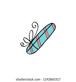 Hand drawn Christmas Present in fun doodle style. Vector illustration.