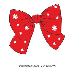 Hand drawn christmas red Bow, vector Bow Isolated On White Background