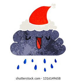 hand drawn christmas retro cartoon  kawaii rain cloud