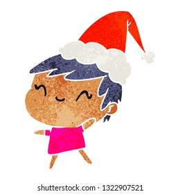 hand drawn christmas retro cartoon of kawaii girl