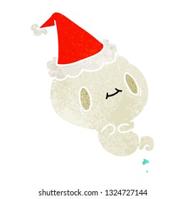 hand drawn christmas retro cartoon of kawaii ghost