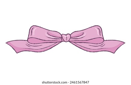 Hand drawn christmas ribbon on white background.