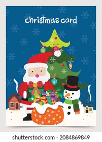 hand drawn christmas santa claus snowman card concept illustrator vector design 