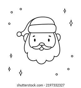 Hand drawn christmas Santa Claus isolated on white background. New Year vector man sketch, doodle icon or holiday illustration.