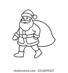 Handgezeichnete Weihnachten Santa Vector Design, Linie Art Illustration