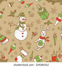  Hand drawn  Christmas  seamless 