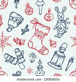 Hand drawn Christmas seamless 