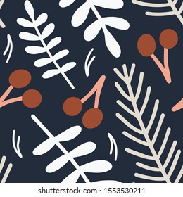 Hand drawn christmas seamless pattern. Modern abstact background. Surface design for wallpapers, packaging, textile, banners, cards, wrapping, apparel. New year vector illustration 