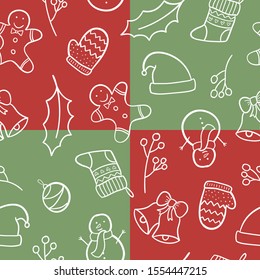 hand drawn Christmas seamless pattern