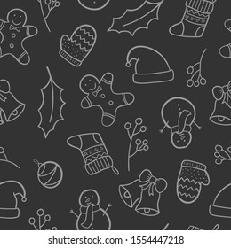 hand drawn Christmas seamless pattern