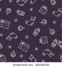 Hand drawn christmas seamless pattern.