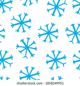 Hand Drawn Christmas Seamless Pattern with Snowflakes. Winter Background Drawn by Color Pencil. Decorative backdrop for fabric, textile, wrapping paper, card, invitation, wallpaper, web design.