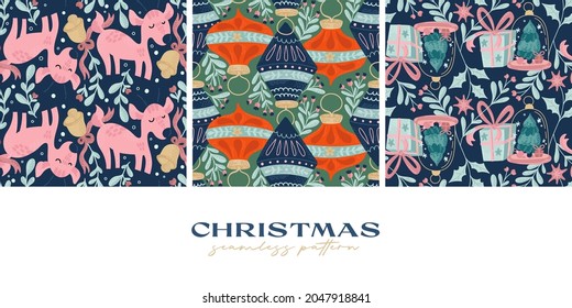 Hand drawn christmas seamless pattern