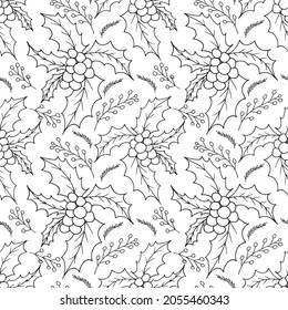 La Navidad se dibujó a mano con ramas huecas. Ramas monocromas de estilo vintage. Ilustración vectorial con elementos decorativos para tarjetas de felicitación, carteles de navidad y envoltura. 