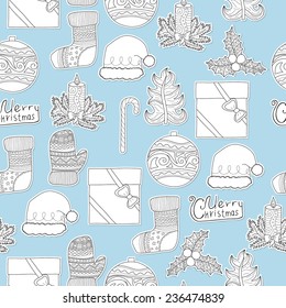 hand drawn christmas seamless pattern