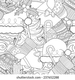 hand drawn christmas seamless pattern