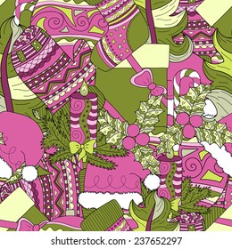 hand drawn christmas seamless pattern