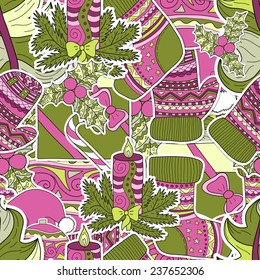 hand drawn christmas seamless pattern