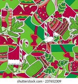 hand drawn christmas seamless pattern
