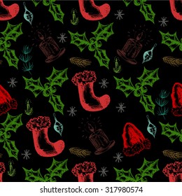 Hand drawn Christmas seamless pattern vector EPS